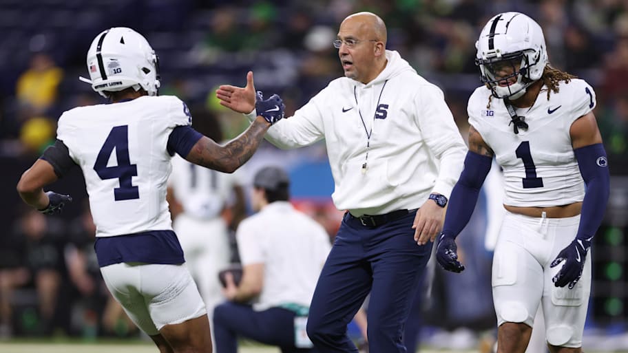 James Franklin celebrates with his players