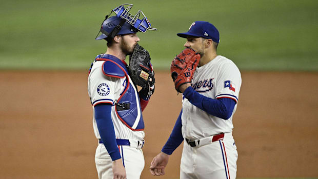 Texas Rangers starter Nathan Eovaldi allowed seven runs on 11 hits and two walks in 4 2/3 innings against the Blue Jays.