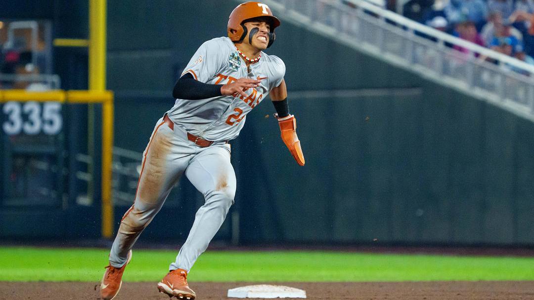 Jun 13, 2026; Omaha, NE, USA; Texas Longhorns shortstop Adrian Rodriguez Jun 13, 2026; Omaha, NE, USA; Texas Longhorns shortstop Adrian Rodriguez