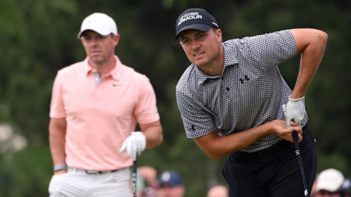 Rory McIlroy (left) and Jordan Spieth highlight the AT&T Pebble Beach Pro-Am field as the PGA Tour looks to regain its footing in 2025. 