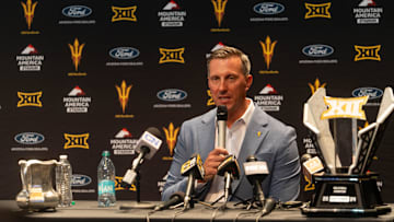 Arizona State athletic director Graham Rossini speaks to members of the media during a news conference at the Walter Cronkite School of Journalism and Mass Communication in Phoenix on June 26, 2025.