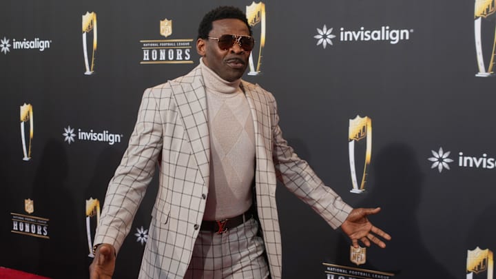 Former Dallas Cowboys WR Michael Irvin on the red carpet before the NFL Honors show at Resorts World Theatre.