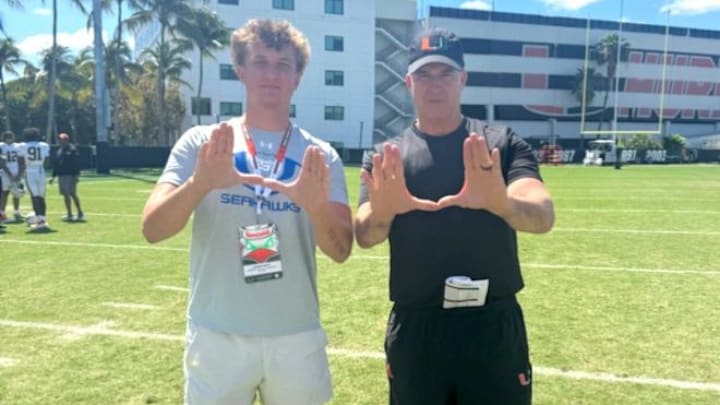 Landon Wolny at Miami with coach Marion Cristobal 
