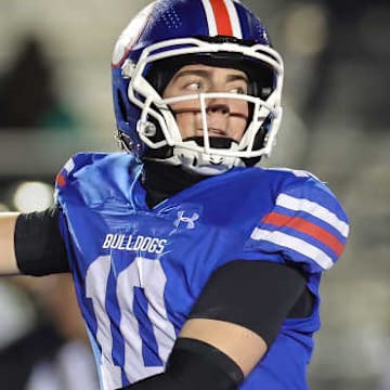 After starting quarterback Ryder Lyons got injured during the final drive of the third quarter against undefeated Archbishop Riordan on Friday, Dec. 5, 2025, Folsom junior backup Brody Rudnicki guided a pair of second-half touchdown drives to help the Bulldogs pull out a stunning 42-38 come-from-behind victory in the CIF NorCal Division I-AA regional championship.
