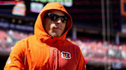 Cincinnati Bengals wide receiver Jermaine Burton (81) takes the field in sweats during warmups before the NFL Week 1 game between the Cleveland Browns and the Cincinnati Bengals at Huntington Bank Field in Cleveland on Sunday, Sept. 7, 2025.