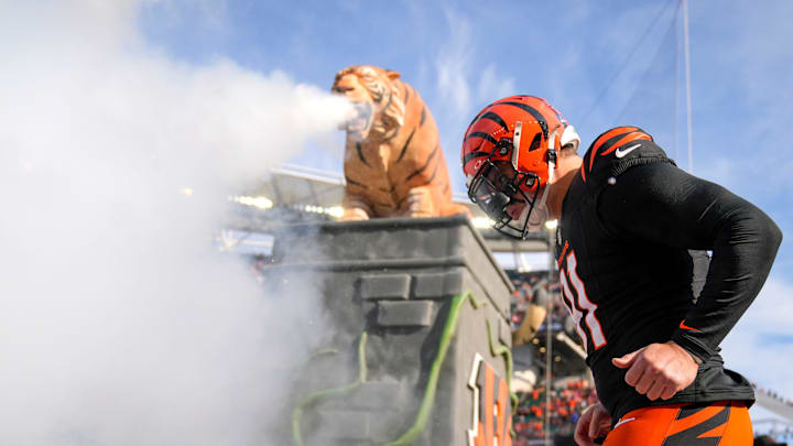 Cincinnati Bengals defensive end Trey Hendrickson (91) takes the field for the first quarter of the NFL Week 16 game between the Cincinnati Bengals and the Cleveland Browns at Paycor Stadium in downtown Cincinnati on Sunday, Dec. 22, 2024. The Bengals led 17-0 at halftime.