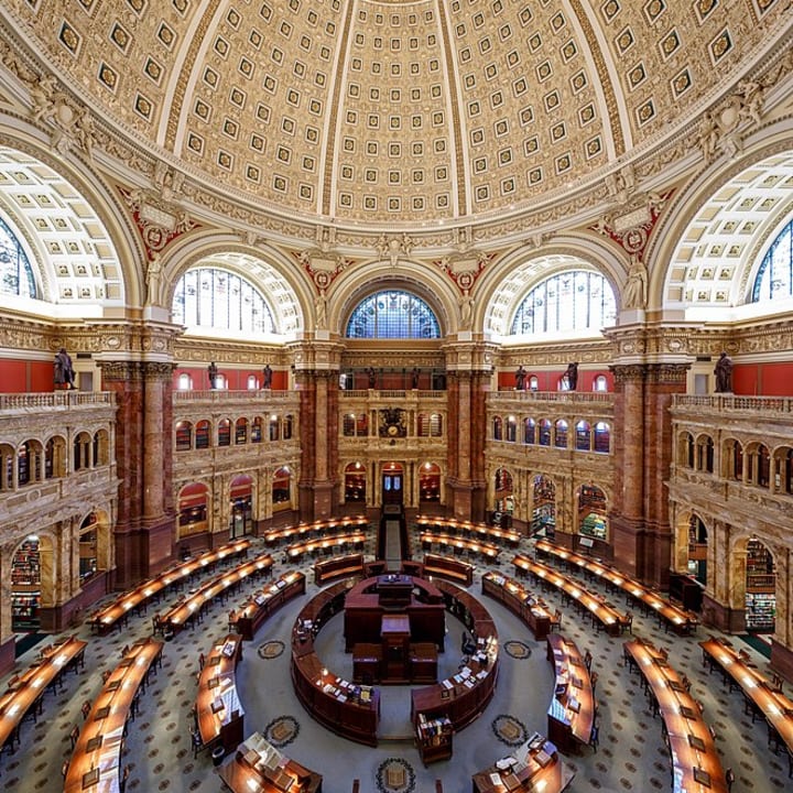 The Library of Congress’s Thomas Jefferson Building reading room.