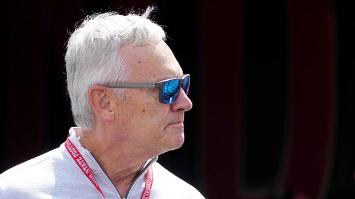 August 31, 2024; Columbus, Ohio, USA;
Former Ohio State football coach Jim Tressel walks the sideline before Saturday’s NCAA Division I football game between the Akron Zips and the Ohio State Buckeyes at Ohio Stadium.