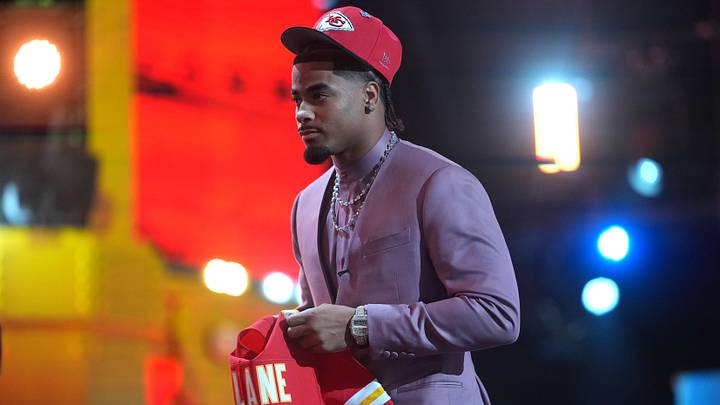Apr 23, 2026; Pittsburgh, PA, USA; LSU Tigers defensive back Mansoor Delane is selected by the Kansas City Chiefs as the number six pick during the 2026 NFL Draft at Acrisure Stadium. Mandatory Credit: Kirby Lee-Imagn Images