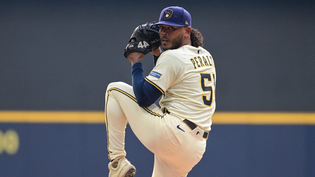Aug 12, 2025; Milwaukee, Wisconsin, USA; Milwaukee Brewers starting pitcher Freddy Peralta (51) throws a pitch in the first inning against the Pittsburgh Pirates at American Family Field. Mandatory Credit: Benny Sieu-Imagn Images Aug 12, 2025; Milwaukee, Wisconsin, USA; Milwaukee Brewers starting pitcher Freddy Peralta (51) throws a pitch in the first inning against the Pittsburgh Pirates at American Family Field. Mandatory Credit: Benny Sieu-Imagn Images