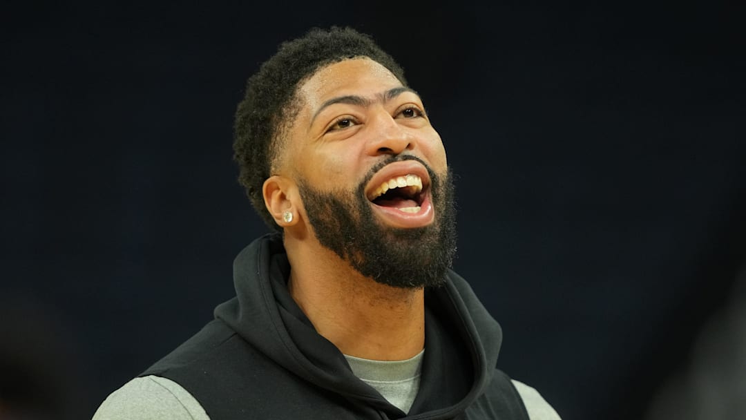 Dec 25, 2025; San Francisco, California, USA; Dallas Mavericks forward Anthony Davis (3) before the game against the Golden State Warriors at Chase Center. Mandatory Credit: Darren Yamashita-Imagn Images