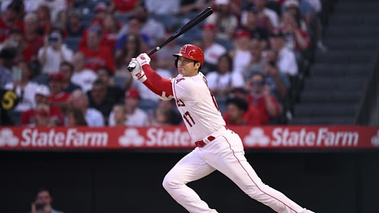 Aug 23, 2023; Anaheim, California, USA; Los Angeles Angels designated hitter Shohei Ohtani (17)