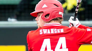 Nebraska's Gabe Swansen bats