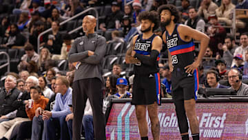 Dec 2, 2023; Detroit, Michigan, USA; Detroit Pistons forward Isaiah Livers (12) and forward Marvin