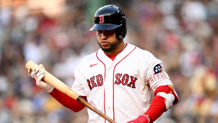 Jun 29, 2026; Boston, Massachusetts, USA; Boston Red Sox first baseman Willson Contreras (40) bats against the Washington Nationals during the first inning at Fenway Park. Mandatory Credit: Brian Fluharty-Imagn Images