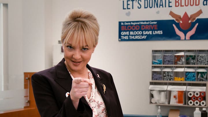 ST. DENIS MEDICAL -- "50 CC's of Kindness" Episode 107 -- Pictured: Wendi Mclendon-Covey as Joyce -- (Photo by: NBC)