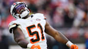 Dec 15, 2024; Cleveland, Ohio, USA; Cleveland Browns defensive tackle Mike Hall Jr. (51) reacts after a play during the second half against the Kansas City Chiefs at Huntington Bank Field. Mandatory Credit: Ken Blaze-Imagn Images