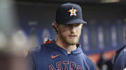 Sep 3, 2025; Houston, Texas, USA; Houston Astros relief pitcher Josh Hader walks in the dugout before the game against the New York Yankees at Daikin Park. 