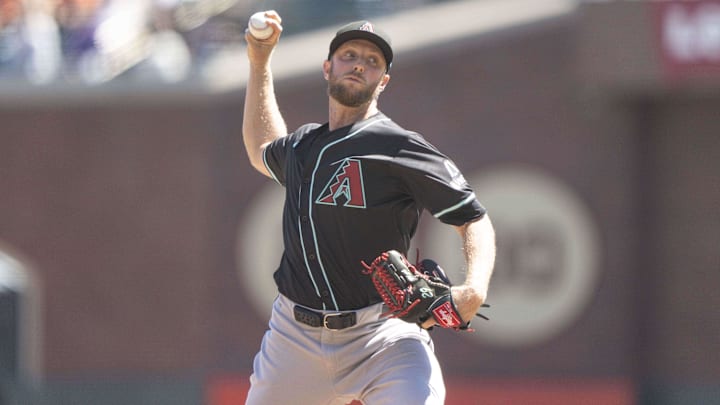 Sep 5, 2024; San Francisco, California, USA;  Arizona Diamondbacks pitcher Merrill Kelly (29) pitches during the second inning against the San Francisco Giants at Oracle Park. Mandatory Credit: Stan Szeto-Imagn Images