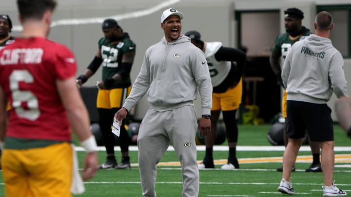 Green Bays Packers strength and conditioning coach Aaron Hill is shown during the team’s minicamp on Tuesday, June 11, 2024, in Green Bay, Wisconsin.