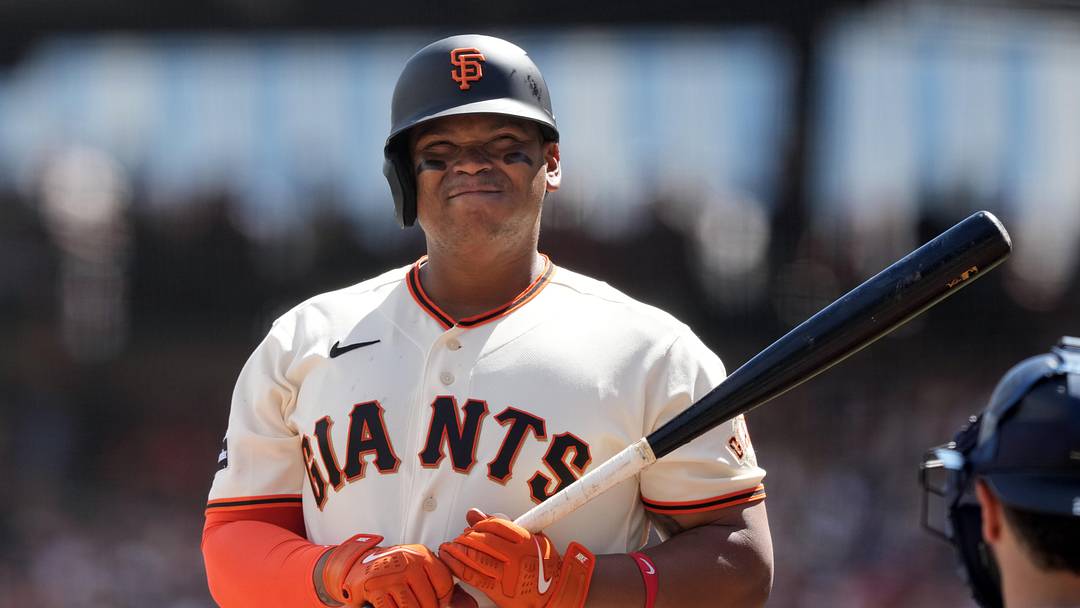 Mar 27, 2026; San Francisco, California, USA; San Francisco Giants designated hitter Rafael Devers (16) during the first inning against the New York Yankees at Oracle Park. Mandatory Credit: Darren Yamashita-Imagn Images