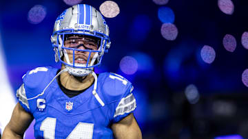 Amon-Ra St. Brown before the Lions' divisional playoff game against the Washington Commanders on Jan. 18, 2025.