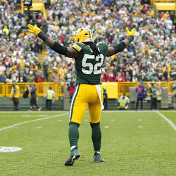Green Bay Packers defensive lineman Rashan Gary (52) during the game last season against the Arizona Cardinals at Lambeau Field. 