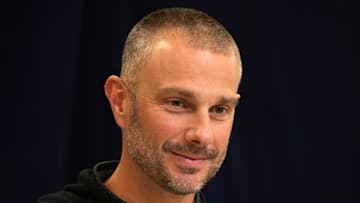 Feb 25, 2025; Indianapolis, IN, USA; Las Vegas Raiders general manager John Spytek speaks during the NFL Scouting Combine at the Indiana Convention Center. Mandatory Credit: Kirby Lee-Imagn Images