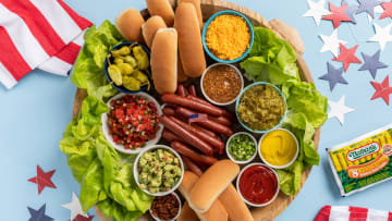 The Ultimate DIY Hot Dog Board courtesy of Nathan's. Image courtesy of Nathan's Hot Dogs.