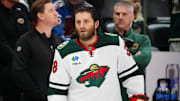 Minnesota Wild right wing Ryan Hartman before the game against the Colorado Avalanche.