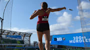 Kalynn Meyer of Nebraska wins the women's discus throw at 191-3 (58.29m) during the Big Ten Championships at Hayward Field.