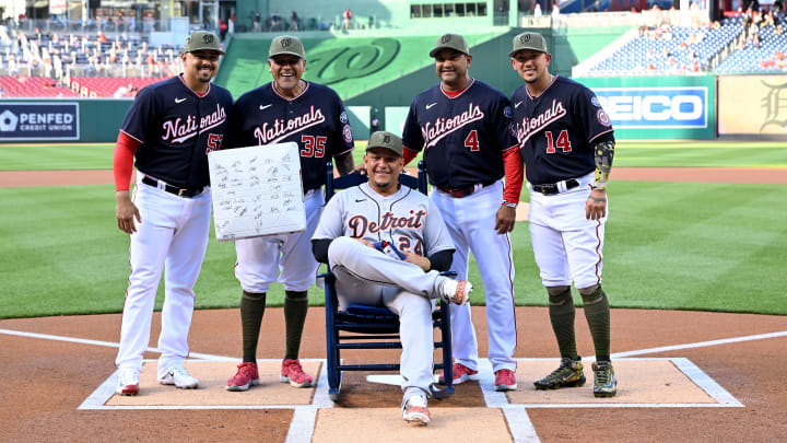 Miguel Cabrera en su homenaje con los Nacionales de Wahington