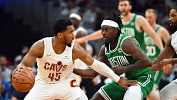 Donovan Mitchell, Cleveland Cavaliers and Jrue Holiday, Boston Celtics