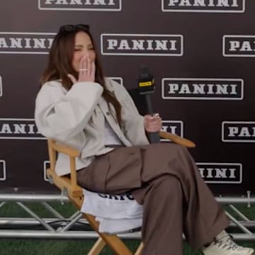 Kay Adams hurt her tooth while talking with Ashton Jeanty. 
