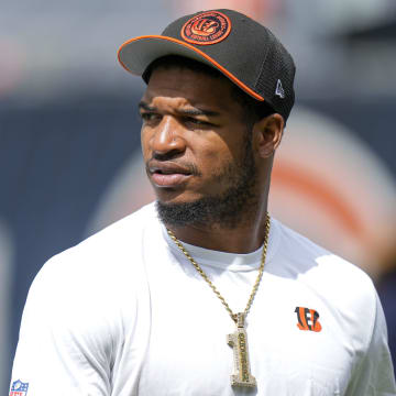 Cincinnati Bengals wide receiver Ja'Marr Chase (1) walks the field during warmups before the NFL Preseason Week 2 game between the Chicago Bears and the Cincinnati Bengals at Soldier Field in downtown Chicago on Saturday, Aug. 17, 2024.