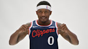Sep 29, 2025; Inglewood, CA, USA; Los Angeles Clippers guard Bradley Beal (0) photographed during media day at Intuit Dome. Mandatory Credit: Jayne Kamin-Oncea-Imagn Images