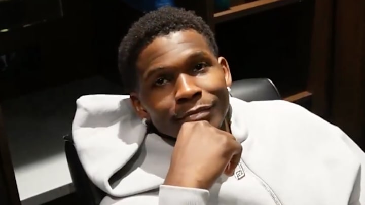 Minnesota Timberwolves forward Anthony Edwards speaks to reporters following his team's 119-116 win over the Denver Nuggets on November 1, 2024. Minnesota Timberwolves forward Anthony Edwards speaks to reporters following his team's 119-116 win over the Denver Nuggets on November 1, 2024.