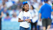 Bianka Bryant threw out the ceremonial first pitch at the Dodgers game Friday