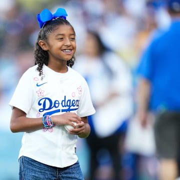 Bianka Bryant threw out the ceremonial first pitch at the Dodgers game Friday