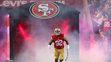 Dec 30, 2024; Santa Clara, California, USA; San Francisco 49ers defensive tackle Jordan Elliott (92) during the game against the Detroit Lions at Levi's Stadium. Mandatory Credit: Sergio Estrada-Imagn Images
