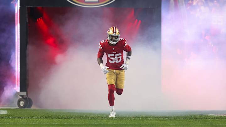 Leonard Floyd enters before the 49ers' 40–34 loss to the Lions on Dec. 30, 2024. Leonard Floyd enters before the 49ers' 40–34 loss to the Lions on Dec. 30, 2024.