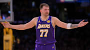 Nov 28, 2025; Los Angeles, California, USA;  Los Angeles Lakers guard Luka Doncic (77)