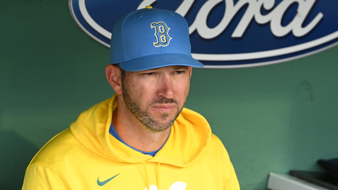 Boston Red Sox interim manager Chad Tracy (17) looks on before a game against the Houston Astros at Fenway Park.