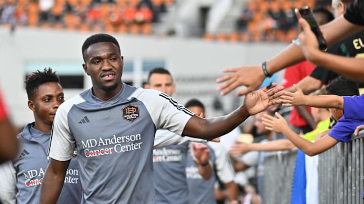 Houston Dynamo FC forward Ibrahim Aliyu (18) walks out before the match against the Seattle Sounders FC in a 2024 MLS Cup