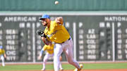 Boston Red Sox starting pitcher Garrett Crochet (35) throws during the first inning at Fenway Park. 