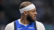 Mar 31, 2025; Dallas, Texas, USA; Dallas Mavericks center Daniel Gafford (21) during the game between the Dallas Mavericks and the Brooklyn Nets at the American Airlines Center. Mandatory Credit: Jerome Miron-Imagn Images