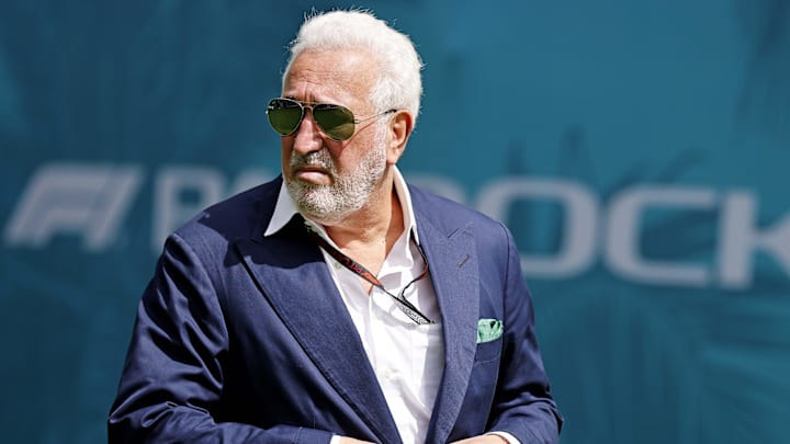 May 5, 2024; Miami Gardens, Florida, USA; Aston Martin executive chairman Lawrence Stroll walks into the F1 Village before the F1 Miami Grand Prix at Miami International Autodrome. Mandatory Credit: Peter Casey-Imagn Images