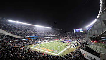 Dec 26, 2024; Chicago, Illinois, USA; A general view of Soldier Field before a game between the Chicago Bears and Seattle Seahawks Mandatory Credit: Talia Sprague-Imagn Images