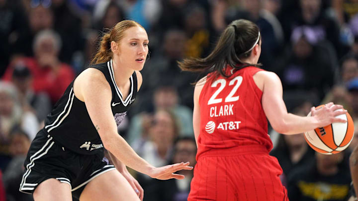 Golden State Valkyries forward Chloe Bibby and Indiana Fever guard Caitlin Clark at Chase Center. Golden State Valkyries forward Chloe Bibby and Indiana Fever guard Caitlin Clark at Chase Center.