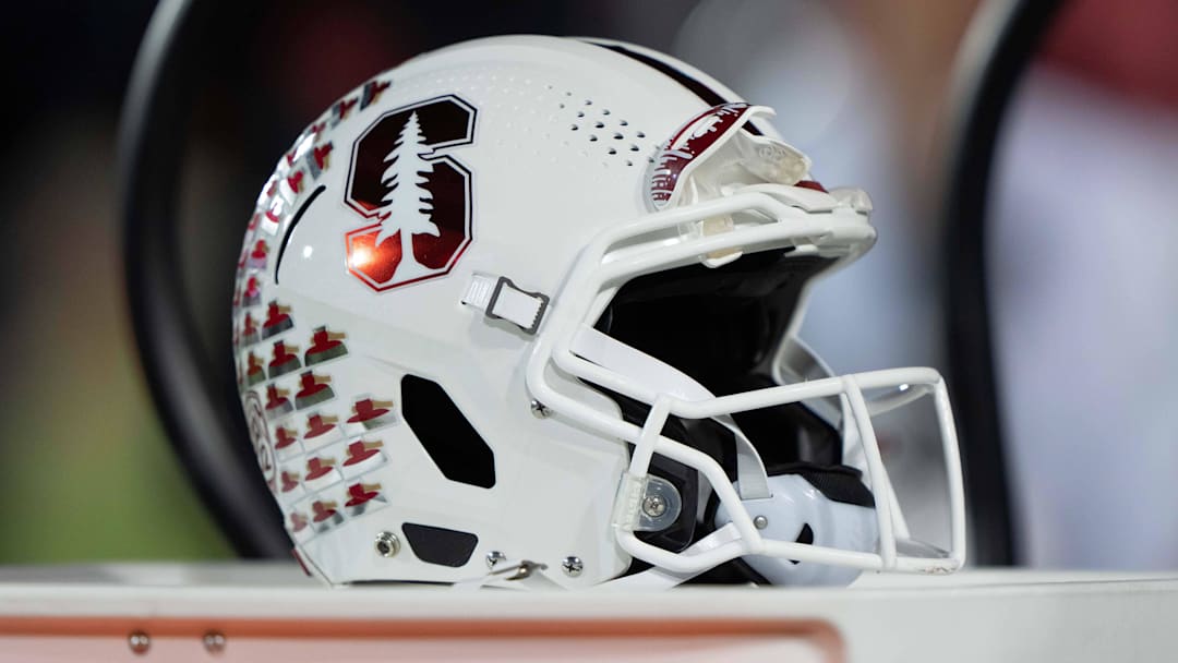 Nov 20, 2021; Stanford, California, USA;  General view of the Stanford Cardinal helmet during the third quarter against the California Golden Bears at Stanford Stadium. Mandatory Credit: Stan Szeto-Imagn Images